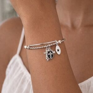 Unwritten Silver Tone CZ Diamond Faith Charm Bracelet Adjustable